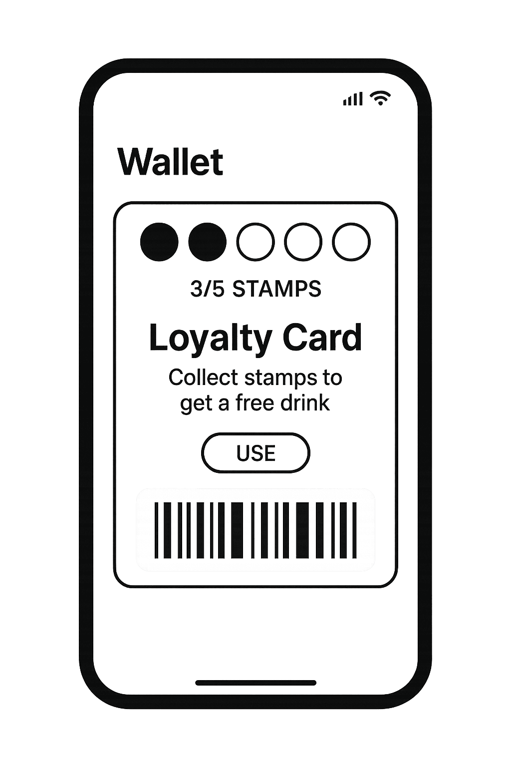 Card de loialitate rewal.cards într-un mockup de telefon mobil